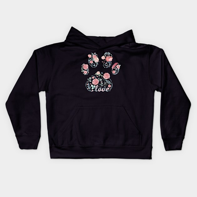 T Shirt dog paw ladies heart Kids Hoodie by avshirtnation